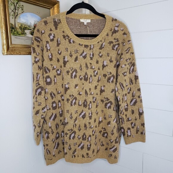 Easel NWT Leopard Print Oversized Knit Sweater Small - Picture 5 of 10